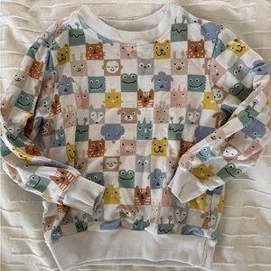 Colorful Little Sleepies Check Mates Animal Print Crewneck Sweatshirt